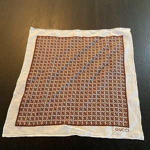 Vintage Gucci scarf / bandana, white with brown and beige